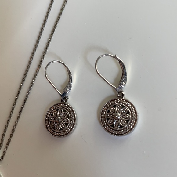 Saks Fifth Ave Sterling Silver & Natural Diamond Necklace Earrings Set - Picture 2 of 6